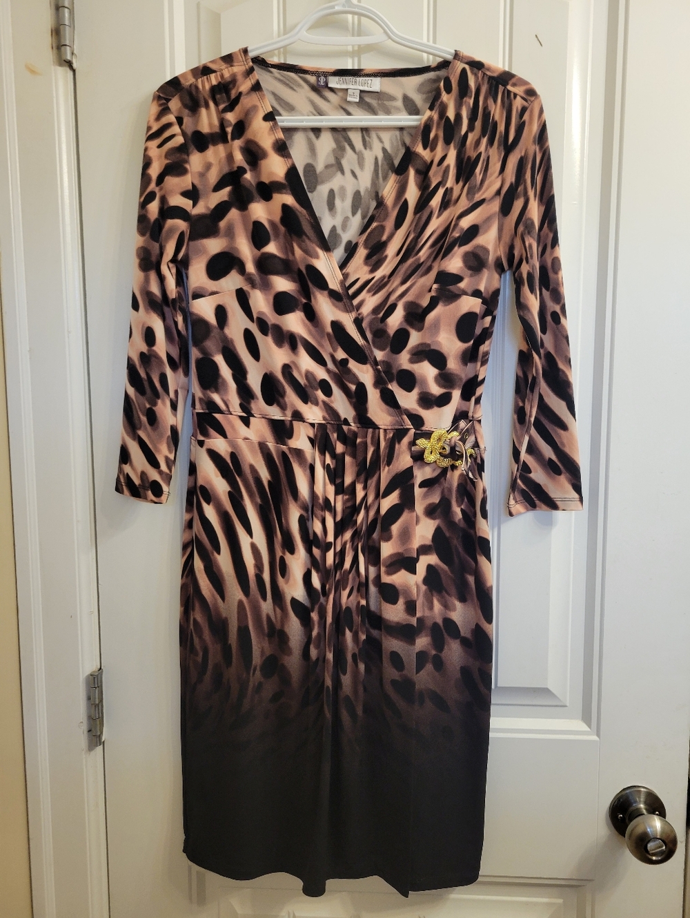 2/$50 Jennifer Lopez Taupe and Black Animal-Print Long Sleeve Dress